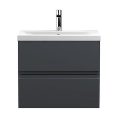 [BFRA1404A] Mavesyn Contemporary 2 Drawer Wall Hung Vanity Unit with Mid-Edge Basin - Choice of Size and Colour - Cutout