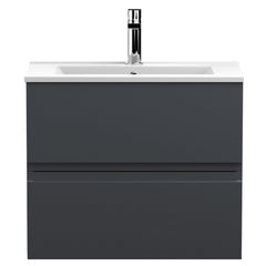 [BFRA1404B] Mavesyn Contemporary 2 Drawer Wall Hung Vanity Unit with Minimalist Basin - Choice of Size and Colour - Cutout