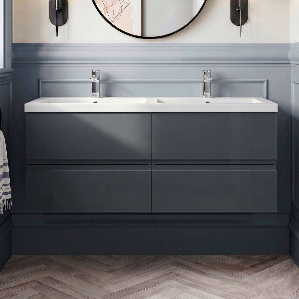 [BFRA1404C] Mavesyn Contemporary 4 Drawer Wall Hung Vanity Unit with Basin - Choice of Colour - Silo