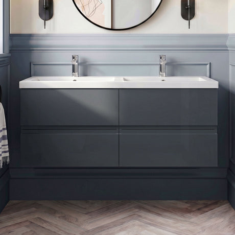 [BFRA1404C] Mavesyn Contemporary 4 Drawer Wall Hung Vanity Unit with Basin - Choice of Colour - Silo