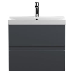 [BFRA1404D] Mavesyn Contemporary 2 Drawer Wall Hung Vanity Unit with Thin Edge Basin - Choice of Size and Colour - Cutout