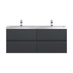 [BFRA1404F] Mavesyn Contemporary 4 Drawer Wall Hung Vanity Unit with Basin, Dark Grey, 1200mm - Cutout