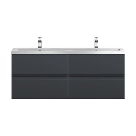 [BFRA1404F] Mavesyn Contemporary 4 Drawer Wall Hung Vanity Unit with Basin, Dark Grey, 1200mm - Cutout