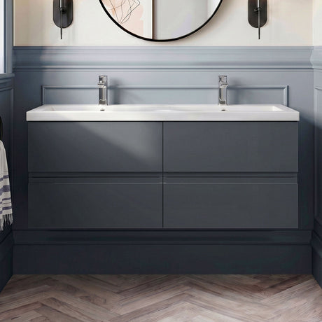 [BFRA1404F] Mavesyn Contemporary 4 Drawer Wall Hung Vanity Unit with Basin - Choice of Colour - Silo