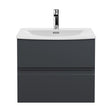 [BFRA1404G] Mavesyn Contemporary 2 Drawer Wall Hung Vanity Unit with Curved Basin, Dark Grey, 600mm - Cutout