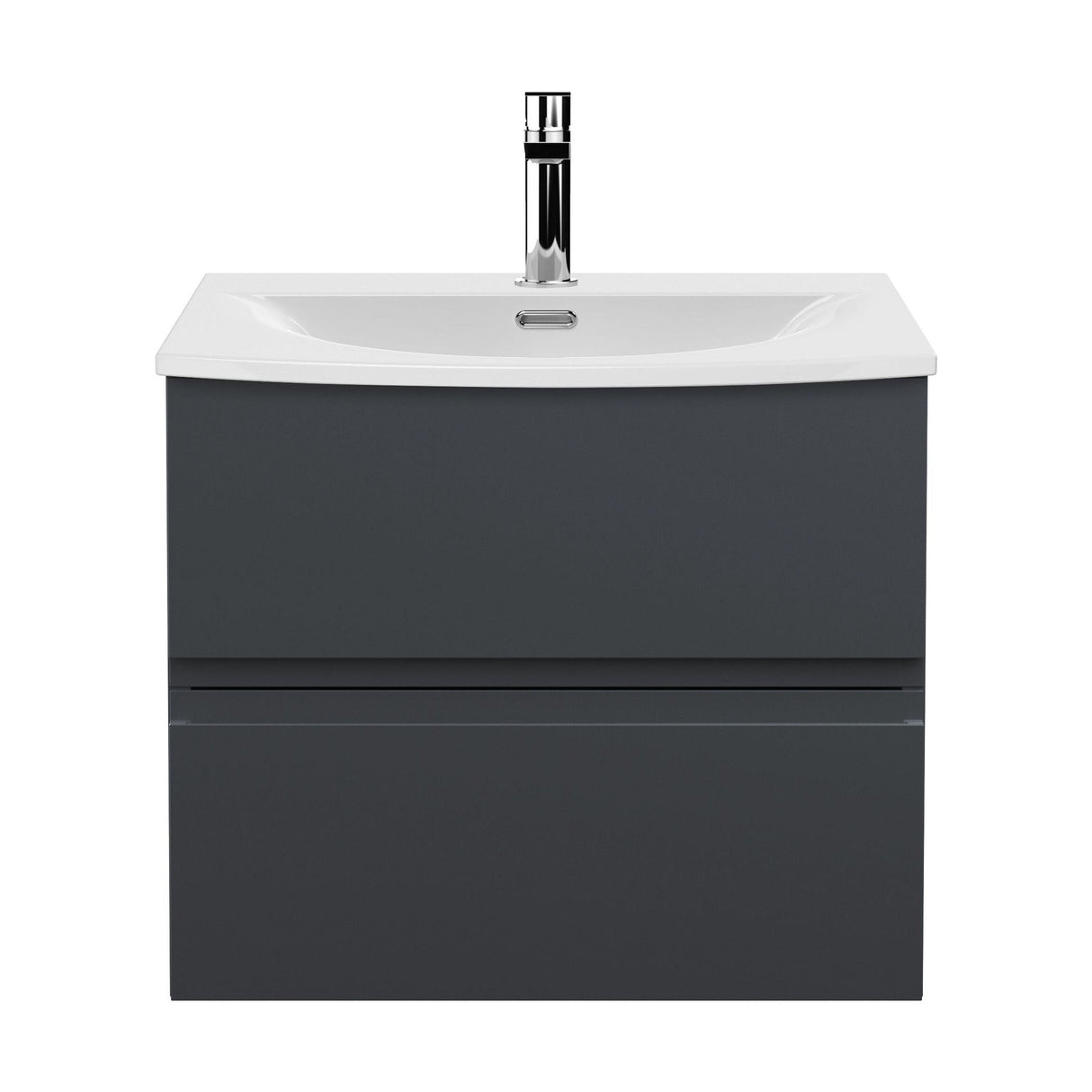 [BFRA1404G] Mavesyn Contemporary 2 Drawer Wall Hung Vanity Unit with Curved Basin - Choice of Size and Colour - Cutout