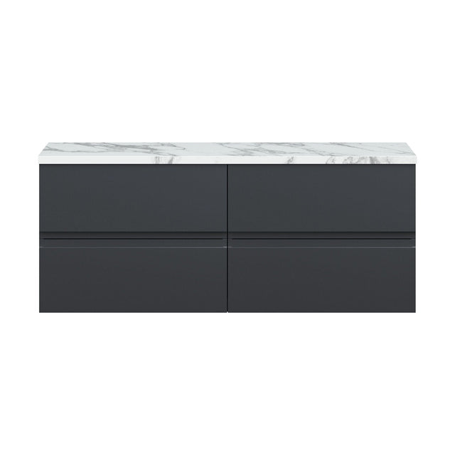 [BFRA1404LCM2] Mavesyn Contemporary 4 Drawer Wall Hung Vanity Unit with Laminate Worktop, Dark Grey, 1200mm - Cutout