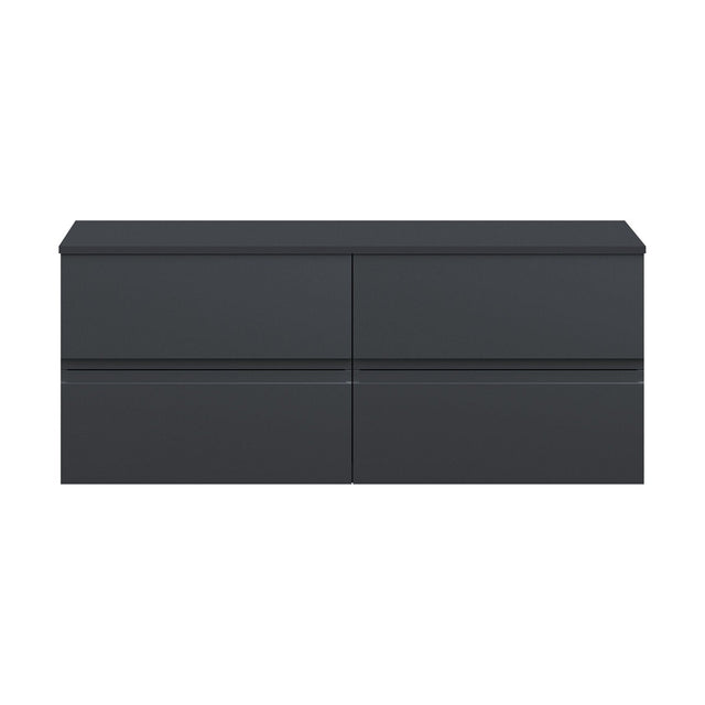 [BFRA1404W2] Mavesyn Contemporary 4 Drawer Wall Hung Vanity Unit with Worktop, Dark Grey, 1205mm - Cutout