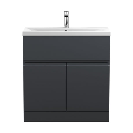 [BFRA1405A] Mavesyn Contemporary 2 Door 1 Drawer Floor Standing Vanity Unit with Mid-Edge Basin - Choice of Size and Colour - Cutout
