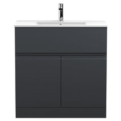 [BFRA1405B] Mavesyn Contemporary 2 Door 1 Drawer Floor Standing Vanity Unit with Minimalist Basin - Choice of Size and Colour - Cutout