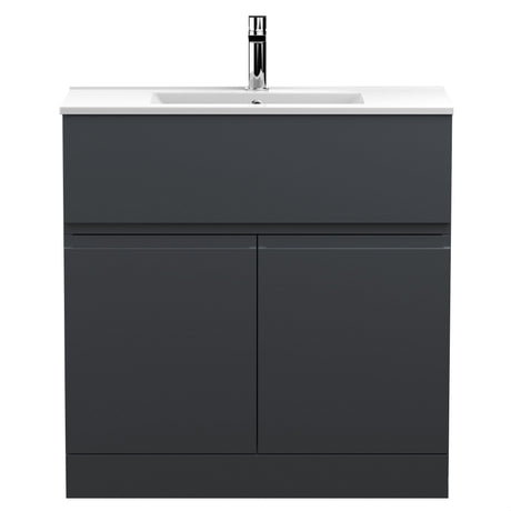 [BFRA1405B] Mavesyn Contemporary 2 Door 1 Drawer Floor Standing Vanity Unit with Minimalist Basin - Choice of Size and Colour - Cutout