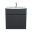 [BFRA1405G] Mavesyn Contemporary 2 Door 1 Drawer Floor Standing Vanity Unit with Curved Basin, Dark Grey, 800mm - Cutout