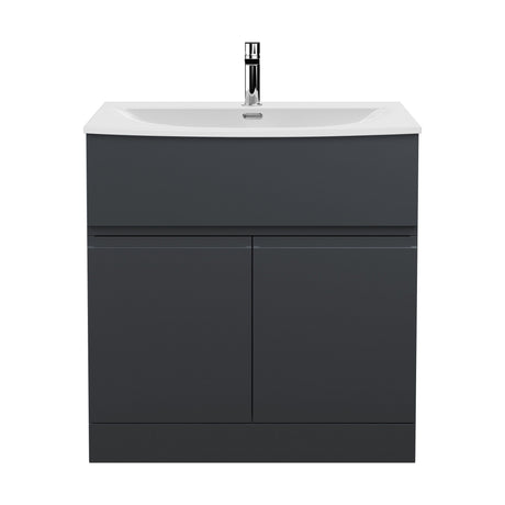 [BFRA1405G] Mavesyn Contemporary 2 Door 1 Drawer Floor Standing Vanity Unit with Curved Basin - Choice of Size and Colour - Cutout