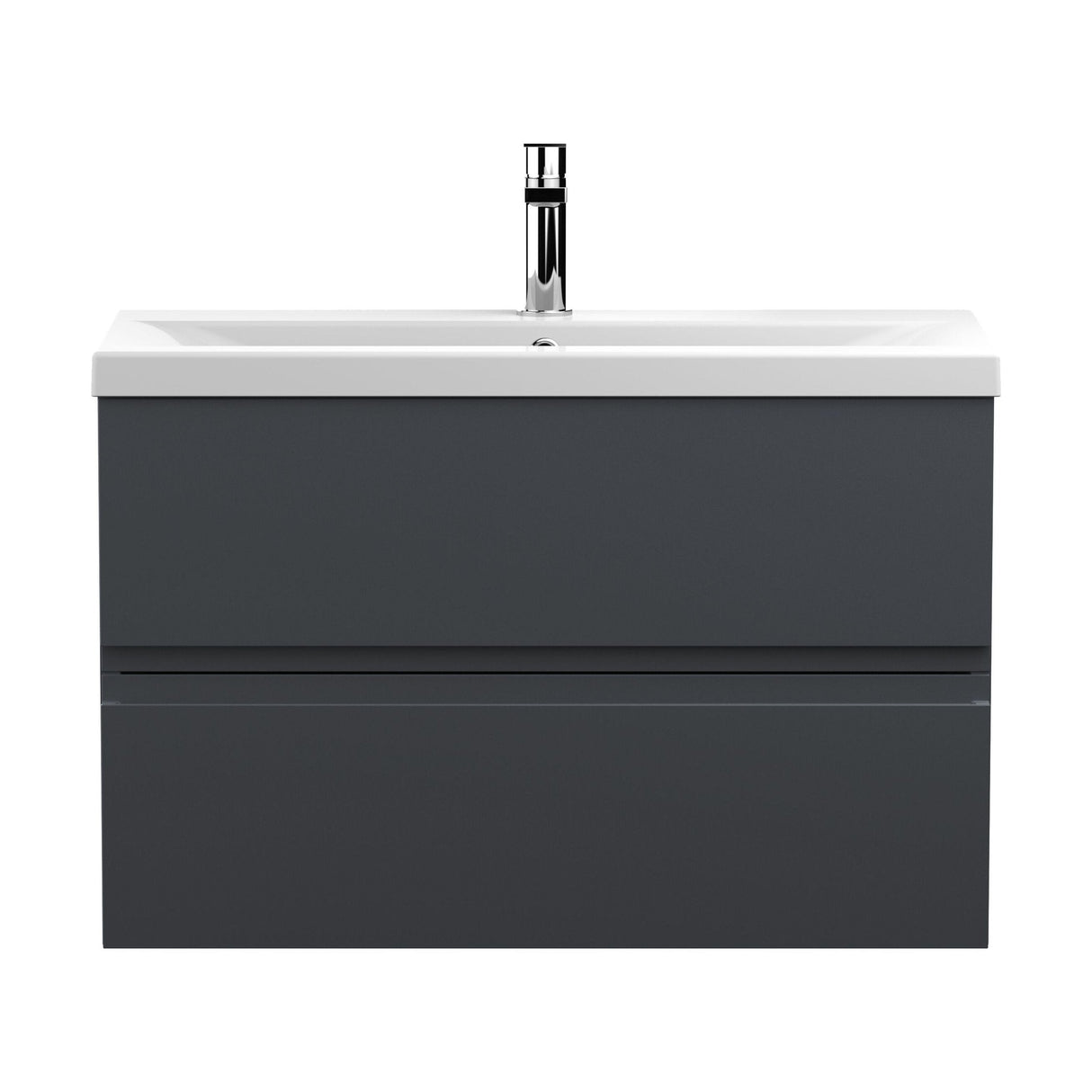 [BFRA1406A] Mavesyn Contemporary 2 Drawer Wall Hung Vanity Unit with Mid-Edge Basin - Choice of Size and Colour - Cutout