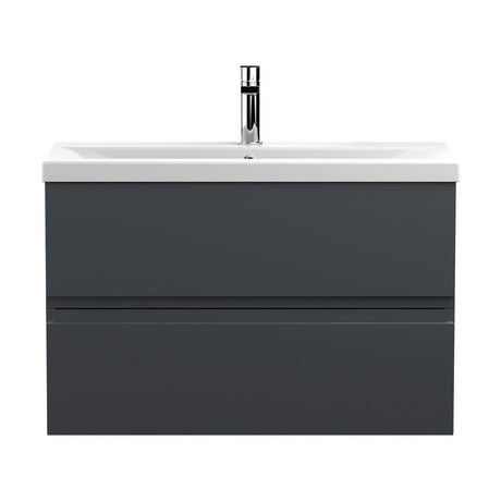 [BFRA1406A] Mavesyn Contemporary 2 Drawer Wall Hung Vanity Unit with Mid-Edge Basin - Choice of Size and Colour - Cutout