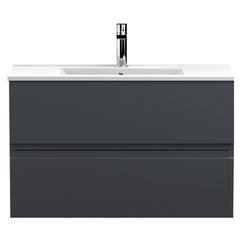 [BFRA1406B] Mavesyn Contemporary 2 Drawer Wall Hung Vanity Unit with Minimalist Basin - Choice of Size and Colour - Cutout