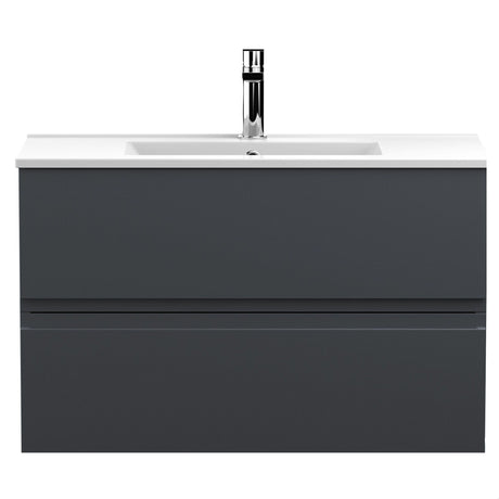 [BFRA1406B] Mavesyn Contemporary 2 Drawer Wall Hung Vanity Unit with Minimalist Basin - Choice of Size and Colour - Cutout