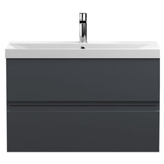 [BFRA1406D] Mavesyn Contemporary 2 Drawer Wall Hung Vanity Unit with Thin Edge Basin - Choice of Size and Colour - Cutout