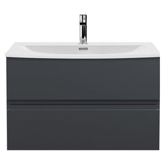 [BFRA1406G] Mavesyn Contemporary 2 Drawer Wall Hung Vanity Unit with Curved Basin - Choice of Size and Colour - Cutout