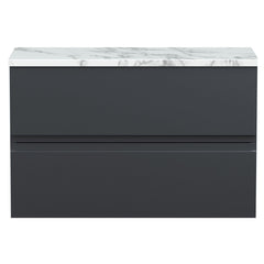 [BFRA1406LCM] Mavesyn Contemporary 2 Drawer Wall Hung Vanity Unit with Laminate Worktop - Choice of Size and Colour - Cutout