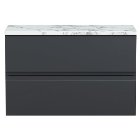 [BFRA1406LCM] Mavesyn Contemporary 2 Drawer Wall Hung Vanity Unit with Laminate Worktop - Choice of Size and Colour - Cutout