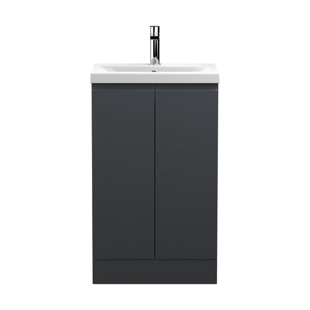 [BFRA1407A] Mavesyn Contemporary 2 Door Floor Standing Vanity Unit with Mid-Edge Basin, Dark Grey, 500mm - Cutout