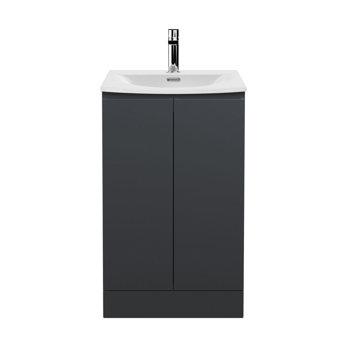 [BFRA1407G] Mavesyn Contemporary 2 Door Floor Standing Vanity Unit with Curved Basin, Dark Grey, 500mm - Cutout