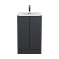 [BFRA1407G] Mavesyn Contemporary 2 Door Floor Standing Vanity Unit with Curved Basin, Dark Grey, 500mm - Cutout