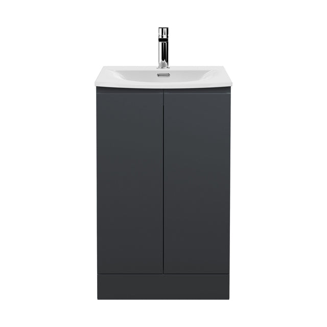 [BFRA1407G] Mavesyn Contemporary 2 Door Floor Standing Vanity Unit with Curved Basin, Dark Grey, 500mm - Cutout