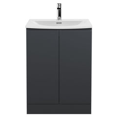 [BFRA1408G] Mavesyn Contemporary 2 Door Floor Standing Vanity Unit with Curved Basin - Choice of Size and Colour - Cutout