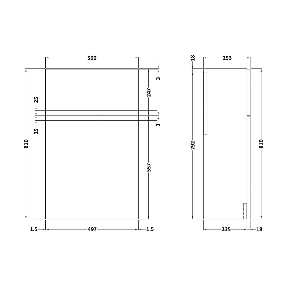 [BFRA141] 500 WC Unit - Technical Drawing