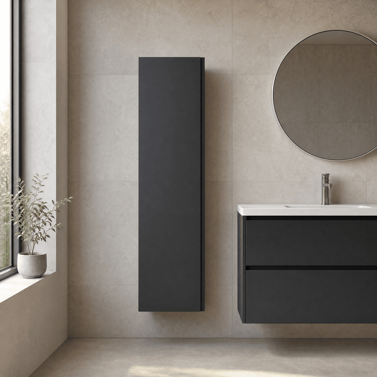 [BFRA1462] Mavesyn Contemporary 1 Soft Close Door Wall Hung Tall Storage Unit, 400mm, Choice of Colour