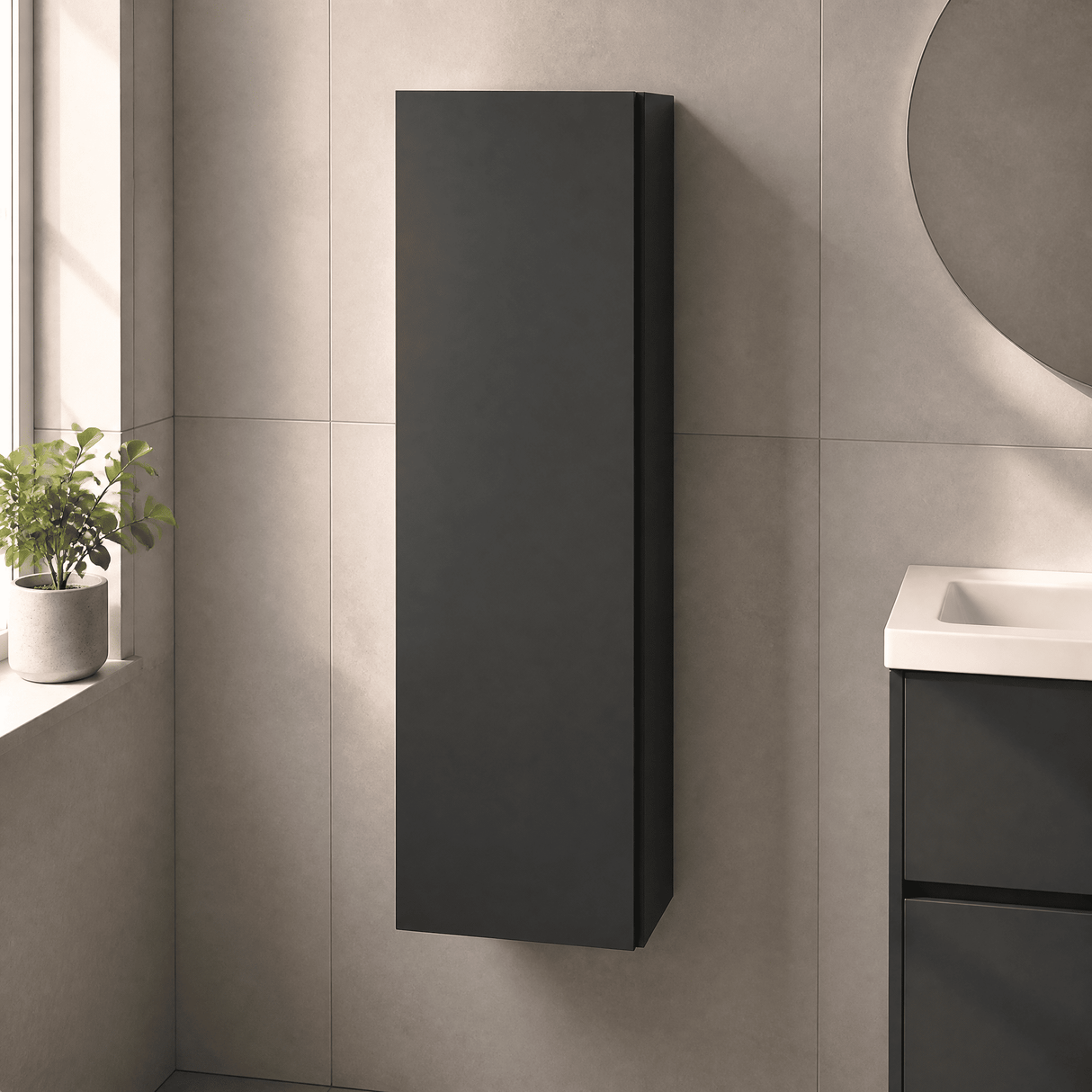 [BFRA1462] Mavesyn Contemporary 1 Soft Close Door Wall Hung Tall Storage Unit, 400mm, Choice of Colour