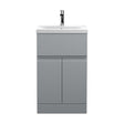 [BFRA201A] Mavesyn Contemporary 2 Door 1 Drawer Floor Standing Vanity Unit with Mid-Edge Basin, Satin Grey, 500mm - Cutout