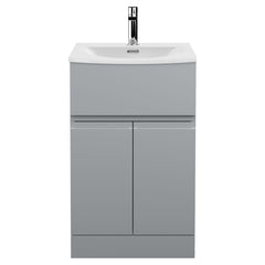 [BFRA201G] Mavesyn Contemporary 2 Door 1 Drawer Floor Standing Vanity Unit with Curved Basin - Choice of Size and Colour - Cutout