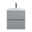 [BFRA202A] Mavesyn Contemporary 2 Drawer Wall Hung Vanity Unit with Mid-Edge Basin, Satin Grey, 500mm - Cutout