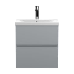 [BFRA202A] Mavesyn Contemporary 2 Drawer Wall Hung Vanity Unit with Mid-Edge Basin, Satin Grey, 500mm - Cutout