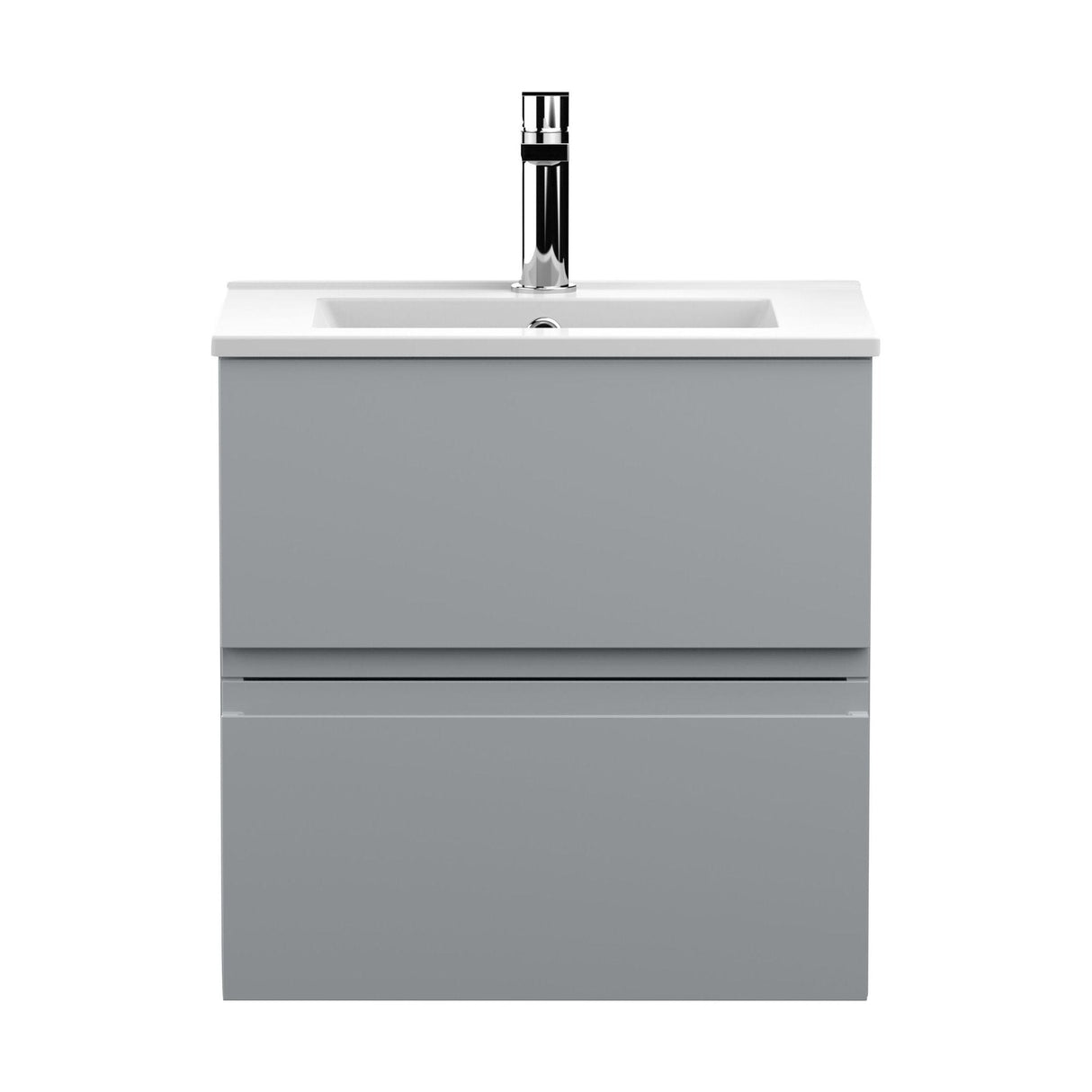 [BFRA202B] Mavesyn Contemporary 2 Drawer Wall Hung Vanity Unit with Minimalist Basin, Satin Grey, 500mm - Cutout
