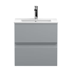 [BFRA202B] Mavesyn Contemporary 2 Drawer Wall Hung Vanity Unit with Minimalist Basin, Satin Grey, 500mm - Cutout
