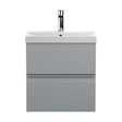 [BFRA202D] Mavesyn Contemporary 2 Drawer Wall Hung Vanity Unit with Thin Edge Basin, Satin Grey, 500mm - Cutout