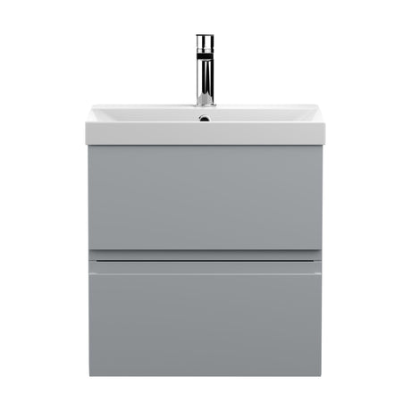 [BFRA202D] Mavesyn Contemporary 2 Drawer Wall Hung Vanity Unit with Thin Edge Basin, Satin Grey, 500mm - Cutout