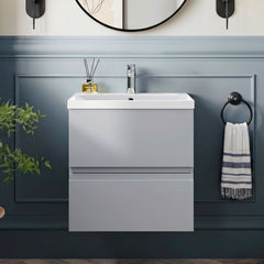 [BFRA202D] Mavesyn Contemporary 2 Drawer Wall Hung Vanity Unit with Thin Edge Basin - Choice of Size and Colour - Silo