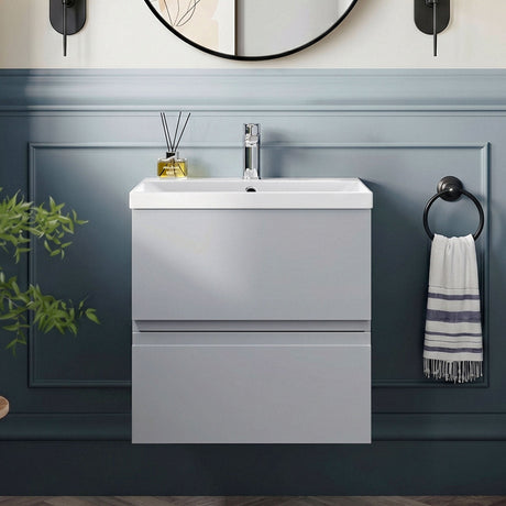 [BFRA202D] Mavesyn Contemporary 2 Drawer Wall Hung Vanity Unit with Thin Edge Basin - Choice of Size and Colour - Silo