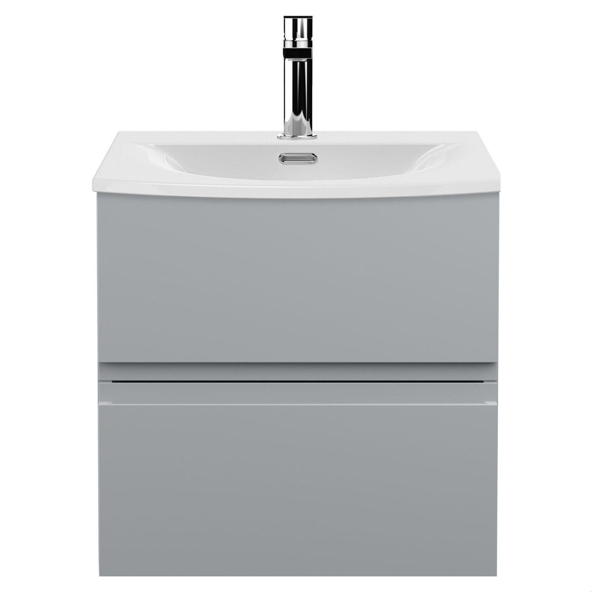 [BFRA202G] Mavesyn Contemporary 2 Drawer Wall Hung Vanity Unit with Curved Basin - Choice of Size and Colour - Cutout