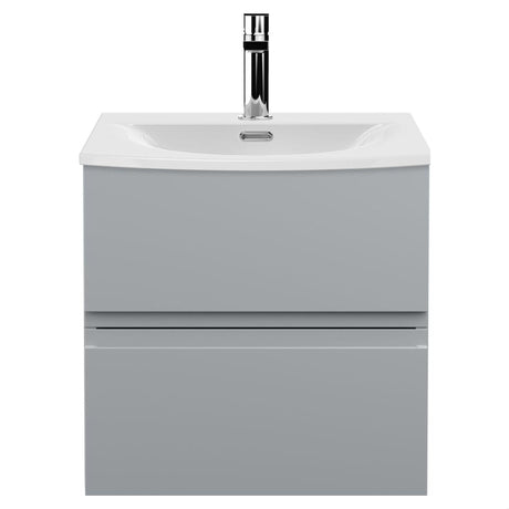 [BFRA202G] Mavesyn Contemporary 2 Drawer Wall Hung Vanity Unit with Curved Basin - Choice of Size and Colour - Cutout
