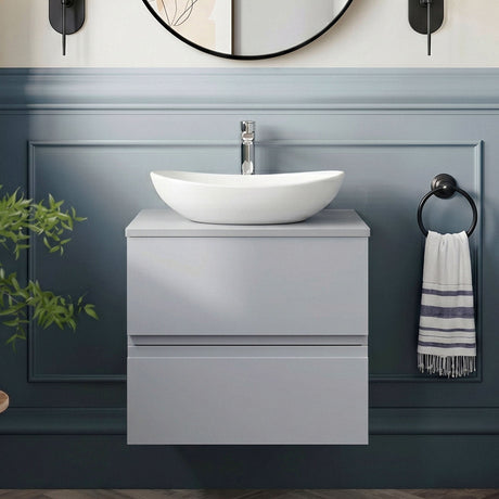[BFRA202W] Mavesyn Contemporary 2 Drawer Wall Hung Vanity Unit with Worktop - Choice of Size and Colour - Silo