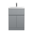 [BFRA203A] Mavesyn Contemporary 2 Door 1 Drawer Floor Standing Vanity Unit with Mid-Edge Basin, Satin Grey, 600mm - Cutout