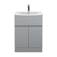 [BFRA203G] Mavesyn Contemporary 2 Door 1 Drawer Floor Standing Vanity Unit with Curved Basin - Choice of Size and Colour - Cutout
