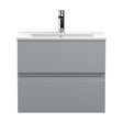 [BFRA204B] Mavesyn Contemporary 2 Drawer Wall Hung Vanity Unit with Minimalist Basin, Satin Grey, 600mm - Cutout