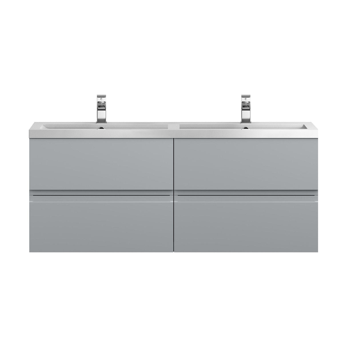 [BFRA204C] Mavesyn Contemporary 4 Drawer Wall Hung Vanity Unit with Basin, Satin Grey, 1200mm - Cutout